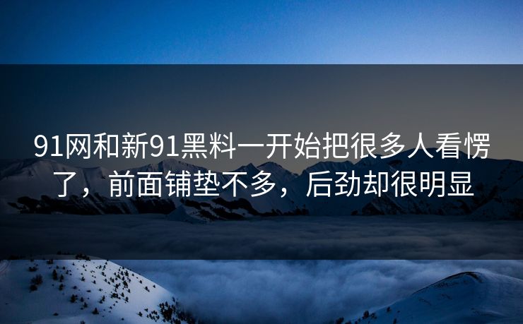 91网和新91黑料一开始把很多人看愣了，前面铺垫不多，后劲却很明显