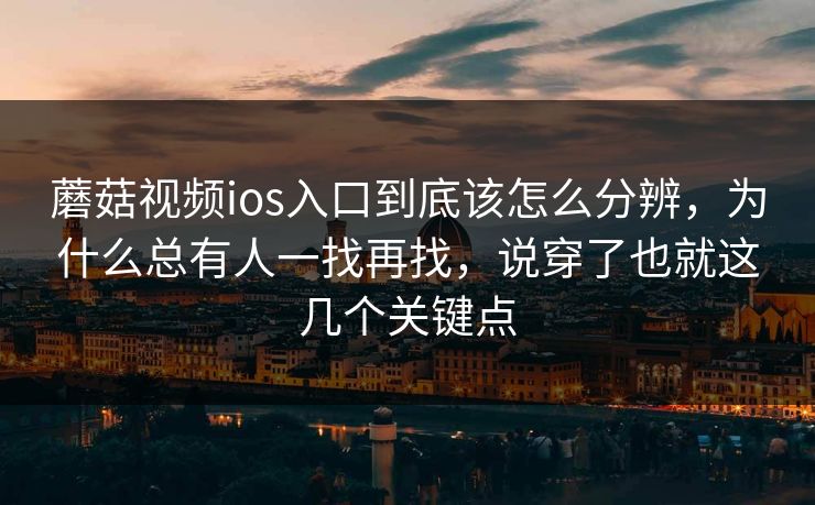 蘑菇视频ios入口到底该怎么分辨，为什么总有人一找再找，说穿了也就这几个关键点