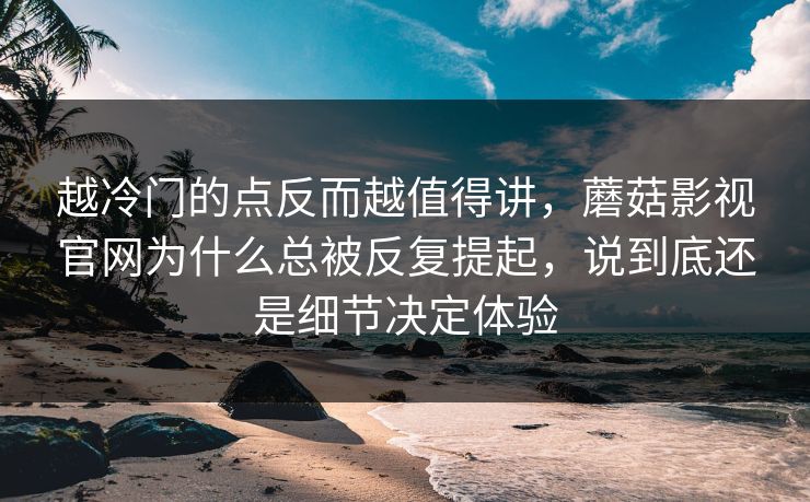 越冷门的点反而越值得讲，蘑菇影视官网为什么总被反复提起，说到底还是细节决定体验