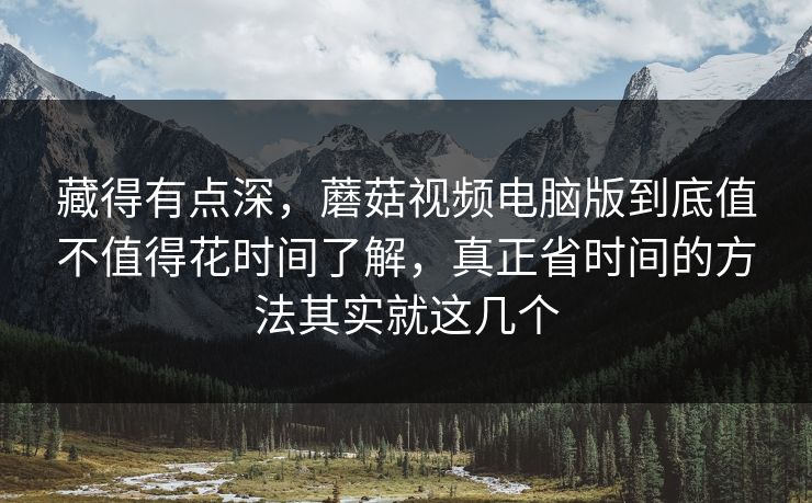 藏得有点深，蘑菇视频电脑版到底值不值得花时间了解，真正省时间的方法其实就这几个