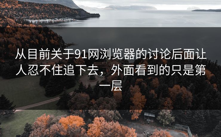 从目前关于91网浏览器的讨论后面让人忍不住追下去，外面看到的只是第一层