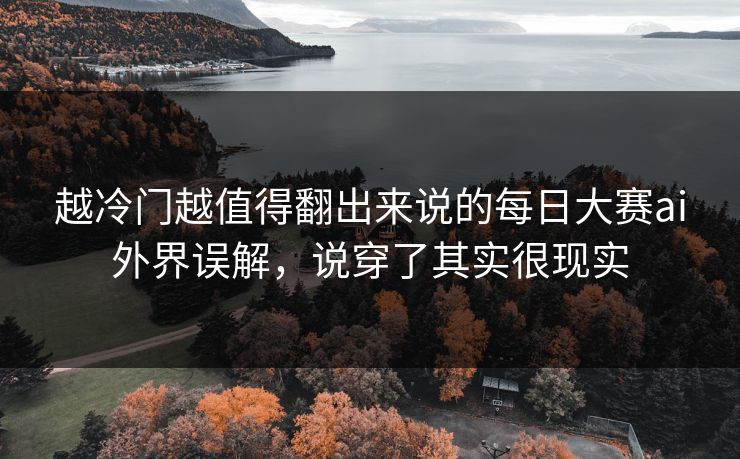越冷门越值得翻出来说的每日大赛ai外界误解，说穿了其实很现实