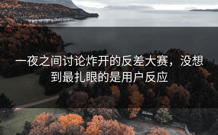 一夜之间讨论炸开的反差大赛，没想到最扎眼的是用户反应