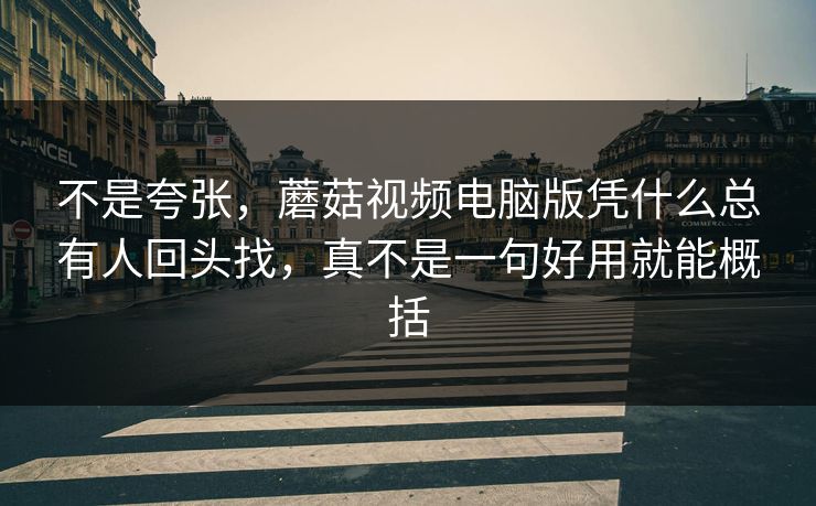 不是夸张，蘑菇视频电脑版凭什么总有人回头找，真不是一句好用就能概括