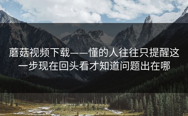 蘑菇视频下载——懂的人往往只提醒这一步现在回头看才知道问题出在哪
