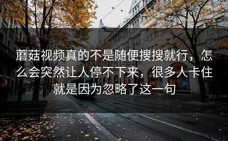 蘑菇视频真的不是随便搜搜就行，怎么会突然让人停不下来，很多人卡住就是因为忽略了这一句