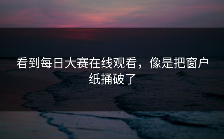 看到每日大赛在线观看，像是把窗户纸捅破了