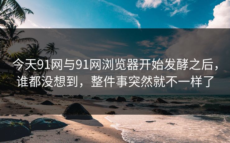 今天91网与91网浏览器开始发酵之后,谁都没想到,整件事突然就不一样了 今天91网与91网浏览器开始发酵之后,谁都没想到,整件事突然就不一样了